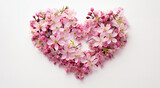 Fototapeta Tęcza - A lovely pink heart shape made of May spring flowers