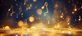 Musical notes and bokeh background symbolize a joyful life filled with music Copy space image Place for adding text or design