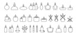 Vector set candles icons Black stroke line Candles symbol rectangular, round, trapezoid. Crossed out