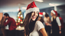 Santa Claus Girl On Office Party	
