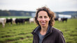 © Sébastien Jouve - jeune femme agricultrice à la tête d'une exploitation d'élevage de vache laitière