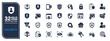 Security solid icons collection. Containing protection, safety, shield, privacy etc icons. For website marketing design, logo, app, template, ui, etc. Vector illustration.