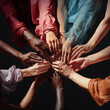 many hands of different races and ethnicities