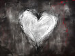 Abstract black and white heart sketched in charcoal, symbolizing raw and intense emotion.