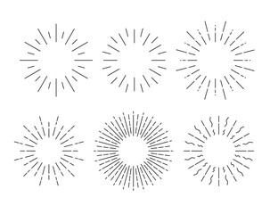 Star burst vector vintage circle background graphic line drawn illustration. Star burst abstract sunburst solar design effect element.