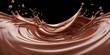 Decadent chocolate elegance. Swirl of dark liquid splashing in creamy wave. Irresistible delight. Flowing brown cocoa in delicious dessert background