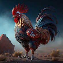 A Rooster Standing On A Rock