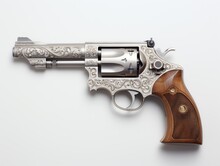 A Silver And Brown Revolver