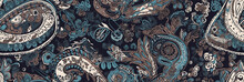 Seamless Paisley Pattern Is An Indian Traditional Oriental Ornament. Decor For Fabric