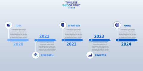 Aufkleber - Infographic template for business. Modern Timeline infograph with 5 steps.