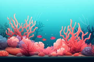 Wall Mural - Graphic illustration of coral reefs in the ocean