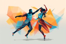 Graphic Illustration Of A Couple Dancing