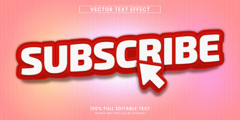 Wall Mural - Vector design editable text effect, subscribe text style