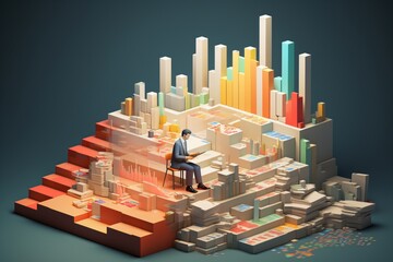 Abstract 3d cartoon illustration of a business conference