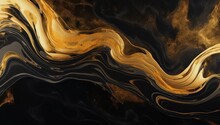 Abstract Black And Gold Marble Texture, Ideal For Sophisticated Graphic Designs Or Luxury Branding.