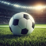 Fototapeta Sport - Images of football such as a ball, blocking a goal stadium and football and everything related to the sport of football