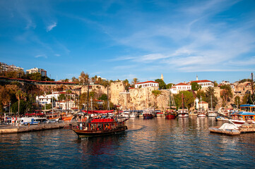 Wall Mural - Antalya Kaleiçi historical walls, houses and port.