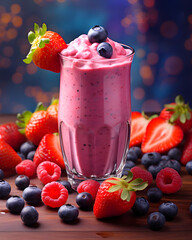 Wall Mural - smoothie with blueberries