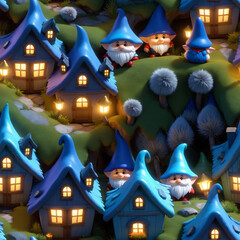 Sticker - A gnomish village at night - Seamless tile