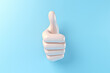hand showing fingers symbol. Icon human hand in cartoon style, thumb up, Excellent, good sign. Realistic 3d design.