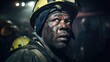  a miner extracting coal with strong backlighting during a challenging