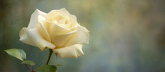 Canvas Print - In the isolated garden, surrounded by a vibrant burst of color and the delicate beauty of vintage floral art, a white rose stands as a timeless symbol of love and natures textured background.