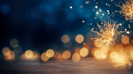 Wall Mural - Fireworks with bokeh background. New Year celebration concept.