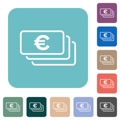 Sticker - European Euro banknotes outline rounded square flat icons