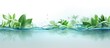 In the business world, an abstract 3D design with a textured background of water and summer vibes is a concept that combines the freshness of green leaves on a white background, creating a refreshing