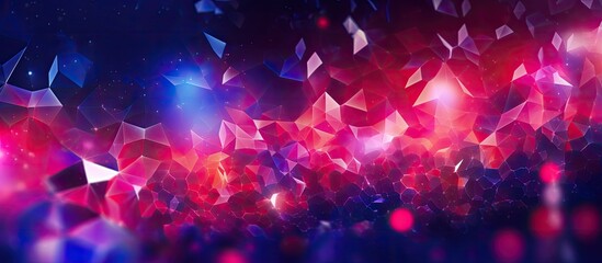 Poster - In the background of an abstract design illustration, vibrant colors like blue, red, and pink mesh harmoniously as light trickles through, creating a modern wallpaper featuring a celebration of the