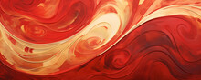 Abstract Red And White Swirls And Flows. Dynamic Fluid Art Background. Design For Modern Poster, Digital Background, Or Banner