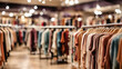 Clothing store in shopping mall, shallow depth of focus. Blurred background