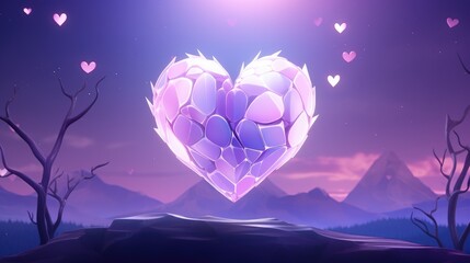 Wall Mural - galaxy cosmic heart background. bright stars night sky, romantic magic night, love and valentine’s d