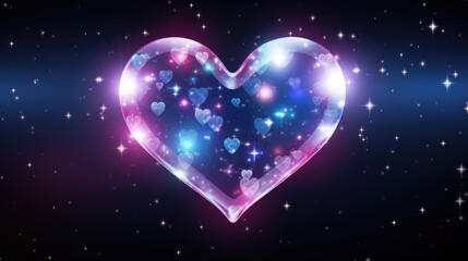 Wall Mural - galaxy cosmic heart background. bright stars night sky, romantic magic night, love and valentine’s d