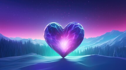 Wall Mural - galaxy cosmic heart background. bright stars night sky, romantic magic night, love and valentine’s d