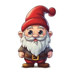 Sticker - Cute Cartoon Christmas Gnome Illustration Sticker Isolated on a White Background