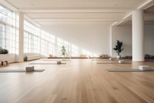 Yoga Room Pilates Flooring Mat Empty Interior Gym Window Nobody Modern