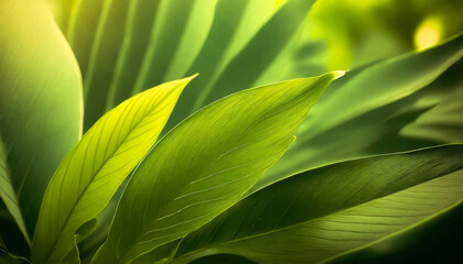 Wall Mural - beautiful green leaves in wallpaper abstract leaf texture as nature inspired background decorative pattern on summer