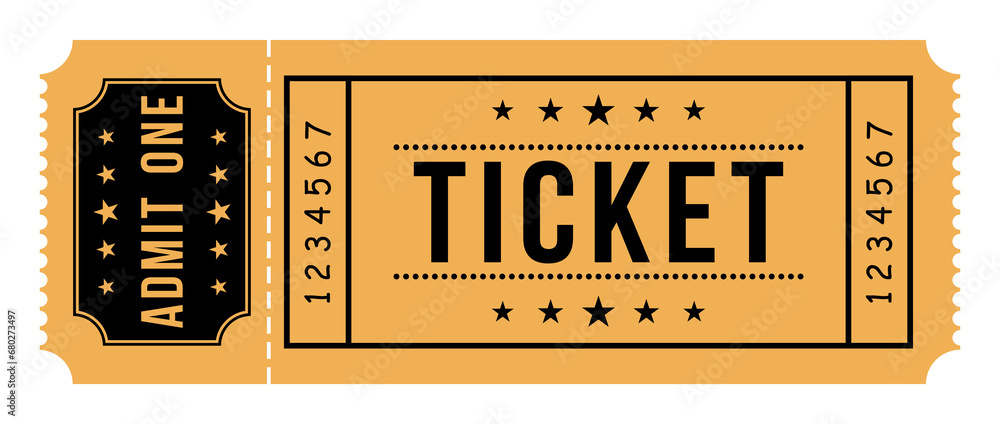 Ticket Ripple Line Vector Ticket with one stub rip line. Cinema ticket isolated on white ...