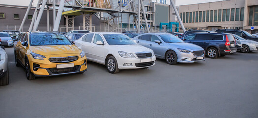 Wall Mural - Cars in the Parking Lot in the City