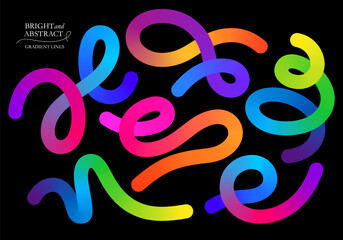 Leinwandbilder - Abstract Gradient Lines. Vector 3d Fluid Graphic Shapes. Dynamic Liquid Curve Colorful Stripes. Modern Design of Minimal Color Swirl and Blend Elements