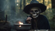 An old witch is brewing a potion. AI Generated