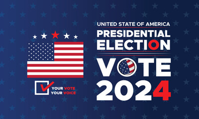 Wall Mural - Vote 2024. Presidential election day in united states. Election 2024 USA. Political election campaign banner. background, post, Banner, card, poster design with Vote day November 5 US