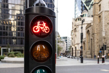 Red Bike Traffic Light in London Street