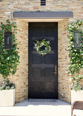 Wall Mural - oversized vintage front door with rustic square panels