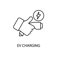 Wall Mural - Hand holding charger connector concept line icon. Simple element illustration. Hand holding charger connector concept outline symbol design.