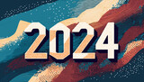 Fototapeta  - Year 2024 Text Typography Design Element flyer