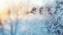 A Macro Shot Of Frost On A Window With The Christmas Tree Bokeh In The Background AI Generated Illustration