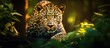 In the heart of the wild African jungle, a majestic leopard, a predator of the animal kingdom, quietly prowls, showcasing a stunning portrait of nature's beauty in the tropical park of Africa