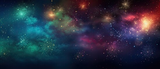 Sticker - background of the colorful night sky, abstract textures emerged, complementing the festivities of the party with vibrant light, fiery fireworks, and joyous celebrations, casting a happy glow on the